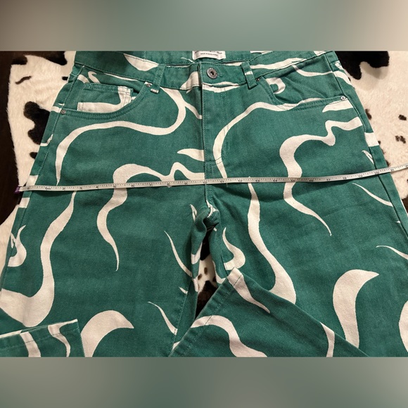 Cotton: On Straight Low Rise Green White Jeans - Picture 5 of 8